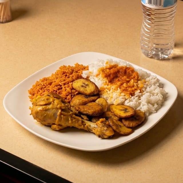 Jollof and White Rice.