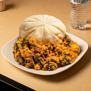 Eba with Spinach & Shrimp / Efo Riro with Shrimp